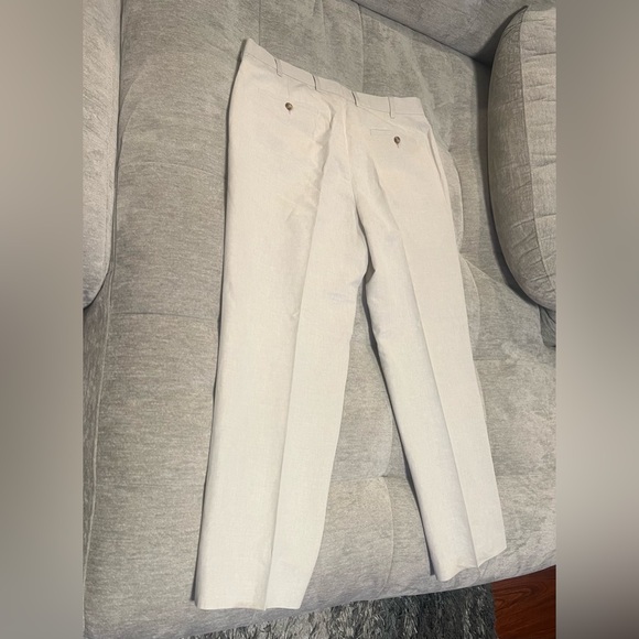 Perry Ellis PVL Texture 2Pcs Suit Jacket/Pants In Natural Linen Size 44R & 34/29 - Picture 15 of 16